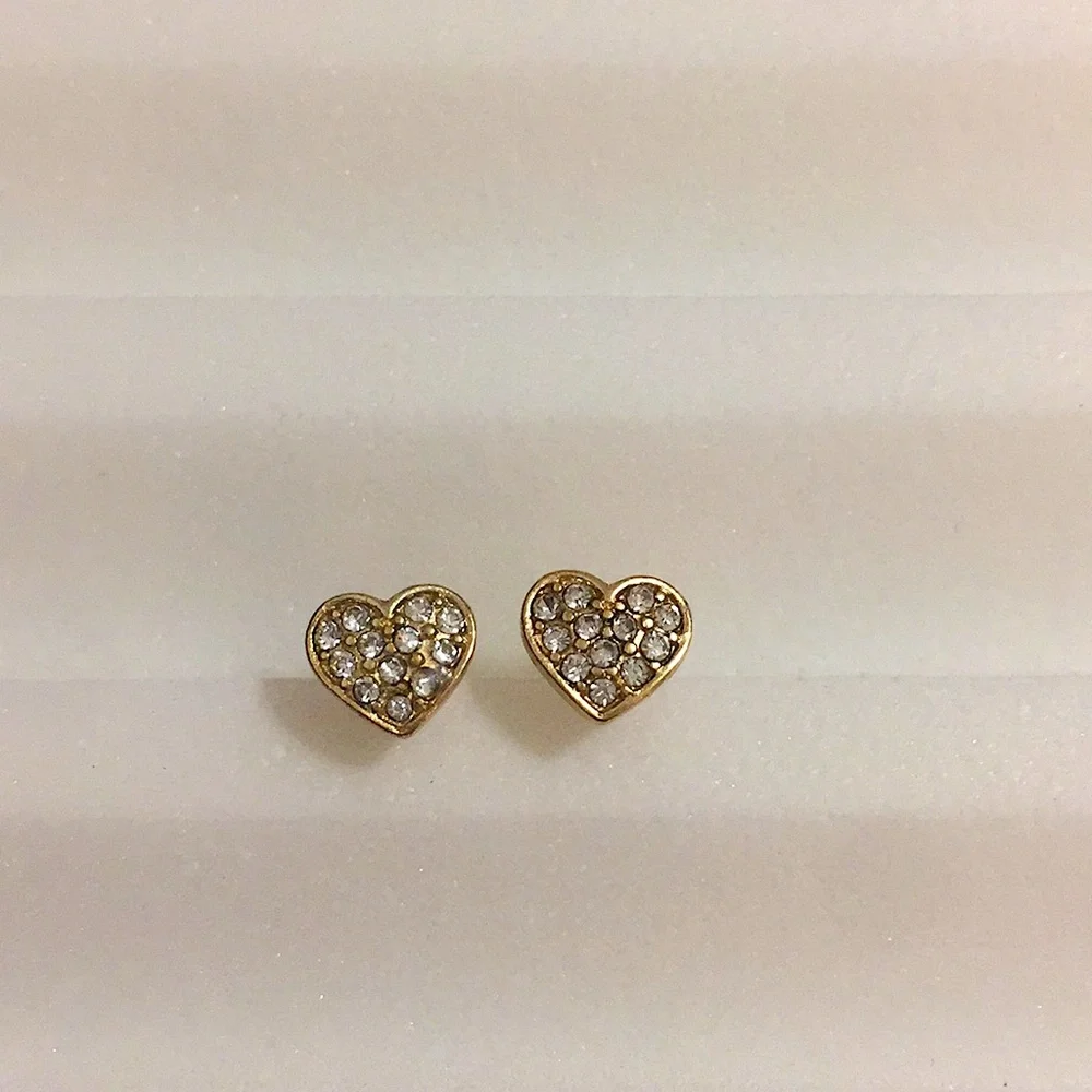 Gold Heart Earrings Small Dainty Feminine Girly